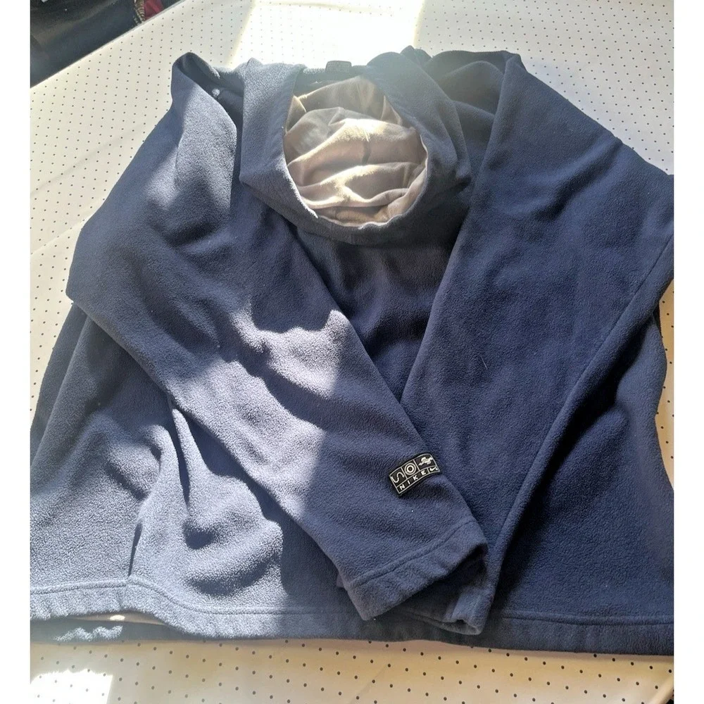 Vintage Nike Fleece Pullover 2XL Navy Blue Quarter Zip Mock Neck Made In Taiwan
